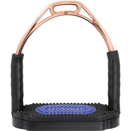 SPRENGER HS BOW BALANCE STIRRUPS,ST.ST./BRONZE W.BLK/BLUE PAD 4.3/4"